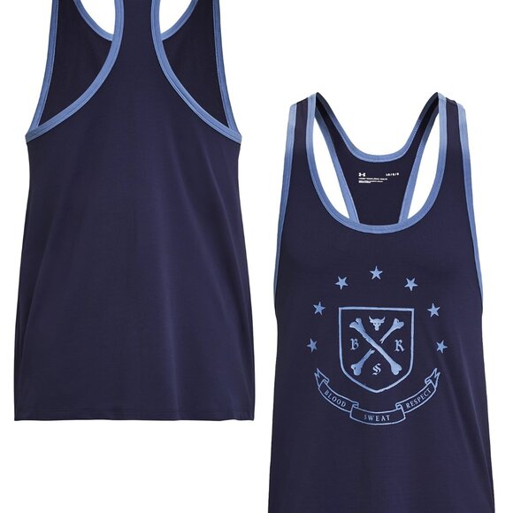 $55 UNDER ARMOUR PROJECT ROCK GYM TANK TRAINING 1380109-410 NAVY/HUSHED BLUE 2XL - Picture 4 of 6